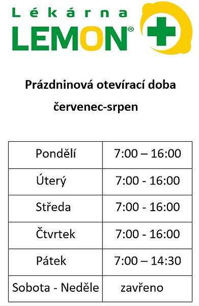 LÉKÁRNA - prázdninová otevírací doba